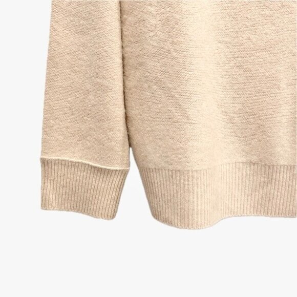 TAHARI Cashmere Oversize Fit Sweater Mock Neck Banded Cuff/Hem Beige Wm Sz L NEW - Picture 6 of 10
